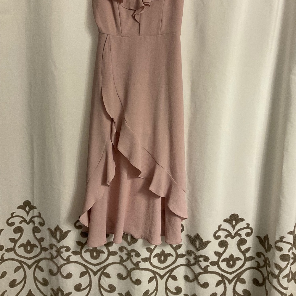 Simple Yet Elegant Blush Pink Ruffle Front Slit M… - image 5